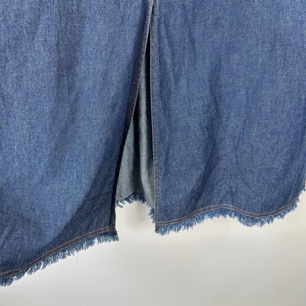 Forenza Denim Maxi Skirt Size 30 Blue Jean Mermaid Frayed Hem 100% Cotton - Picture 6 of 6